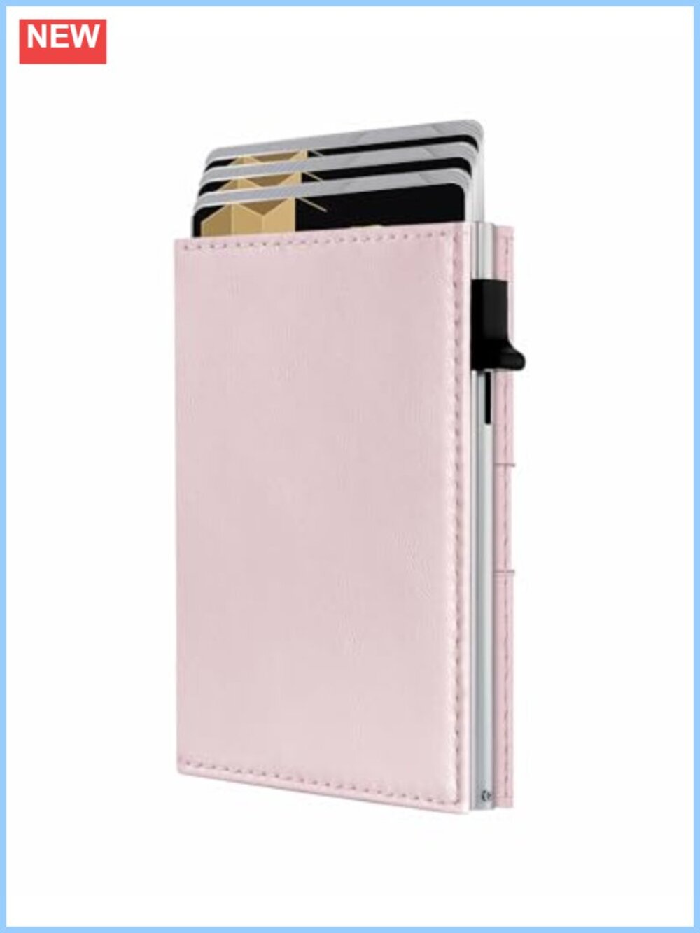 RFID Wallet Women Slim Trifold Leather Anti-Theft Pop Up Card Holder